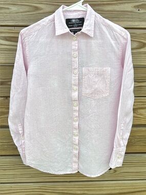 J. Crew 100% Irish Linen Garcon Classic Button Down Shirt Pink Women’s SZ 00
